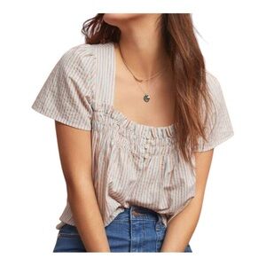 Anthropologie Isabella Sinclair Sonnet smocked red white blue Boho top size M